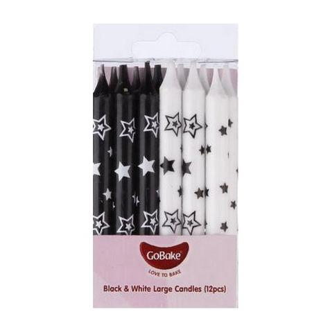GoBake Candles - Black and White Star - 8cm (pack of 12)