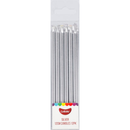 GoBake Candles - Pearl Silver - 12cm (pack of 12)
