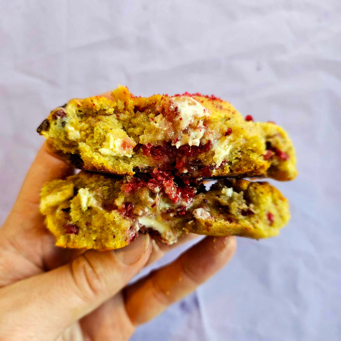 Raspberry White Chocolate NYC Cookies