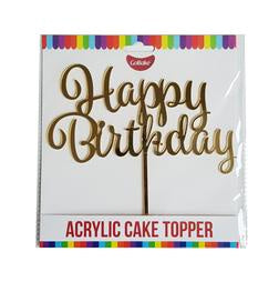 Cake Topper - Happy Birthday (Gold Acrylic)