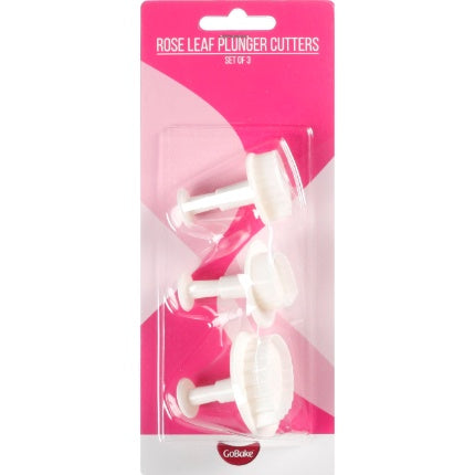 GoBake Plunger Cutter Rose Leaf - 3pk