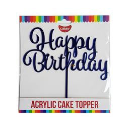 Cake Topper - Happy Birthday (Blue Acrylic)