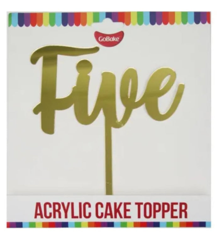 Cake Topper - Five (Gold Acrylic)