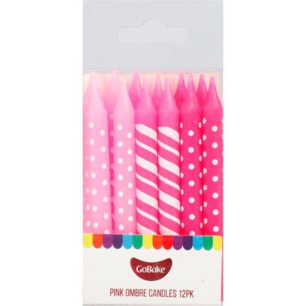 GoBake Candles - Pink Ombre - 8cm (pack of 12)