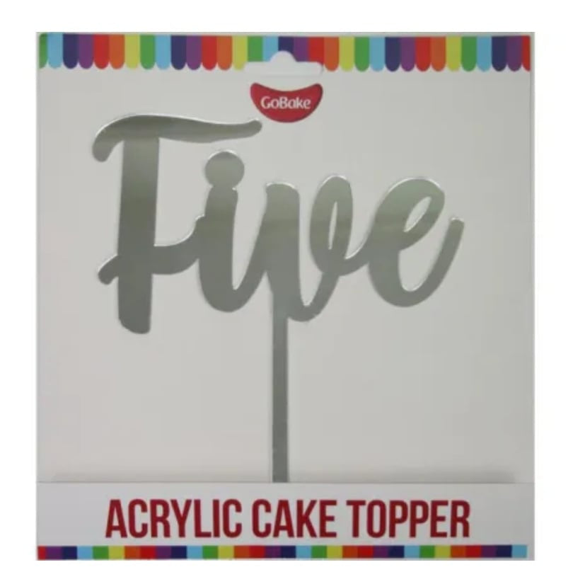 Cake Topper - Five (Silver Acrylic)