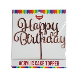 Cake Topper - Happy Birthday (Rose Gold Acrylic)
