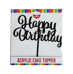 Cake Topper - Happy Birthday (Black Acrylic)