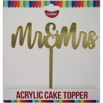 Cake Topper - Mr & Mrs (Gold Acrylic)