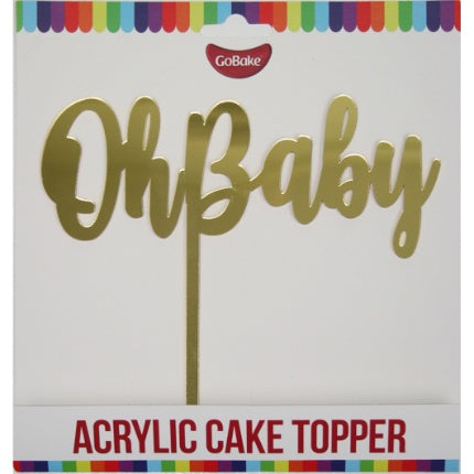 Cake Topper - Oh Baby (Gold Acrylic)