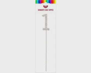 Diamante Cake Topper (Silver) - Number 1