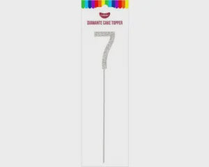 Diamante Cake Topper (Silver) - Number 7