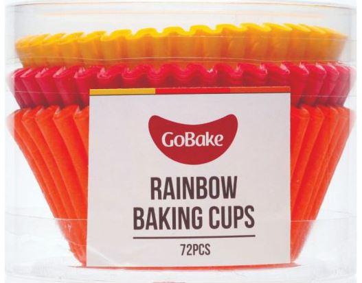 GoBake Baking Cups - Rainbow Red Orange and White (pack of 72)