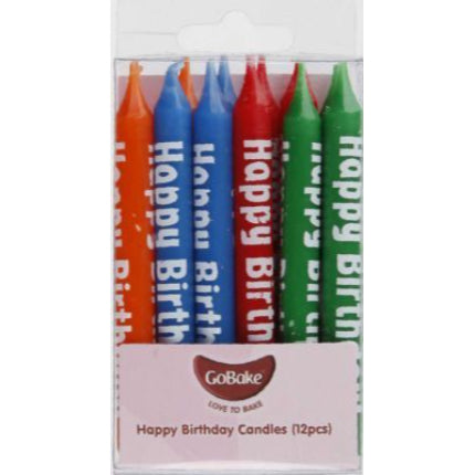 GoBake Candles - Happy Birthday - 8cm (pack of 12)