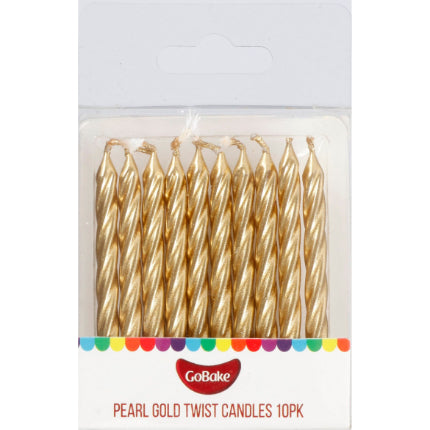 GoBake Candles - Twist Pearl Gold - 4cm (pack of 10)