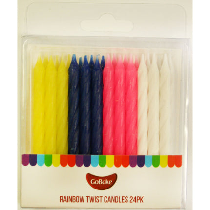 GoBake Candles - Twist Rainbow - 4cm (pack of 24)