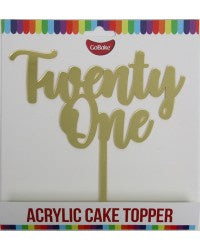 Cake Topper -Twenty One (Gold Acrylic)