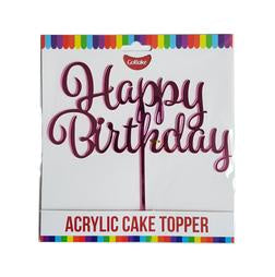 Cake Topper - Happy Birthday (Pink Acrylic)