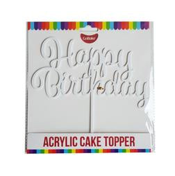 Cake Topper - Happy Birthday (White Acrylic)